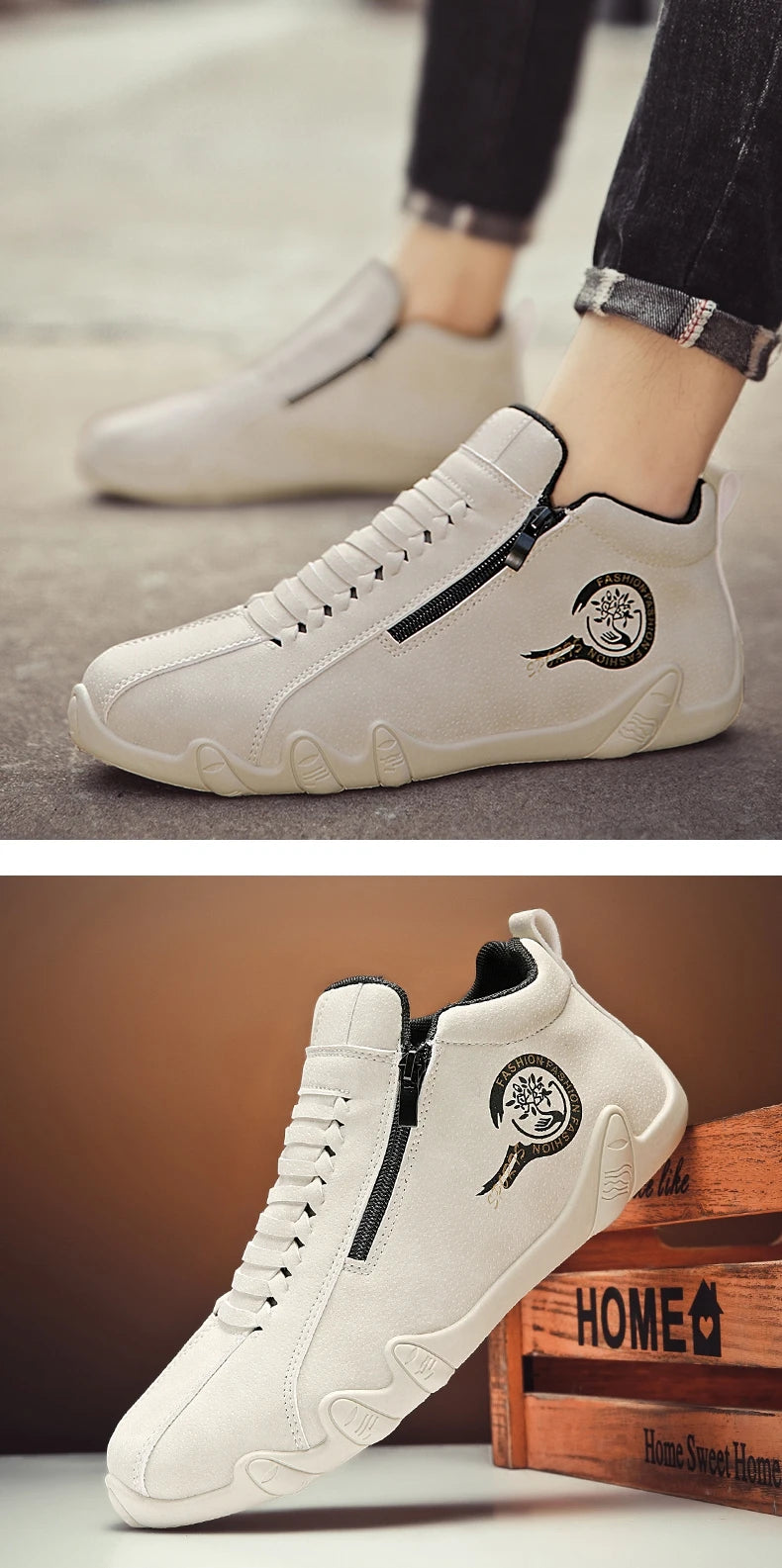 Men’s Casual Side-Zipper Boots – Flat Outdoor Shoes