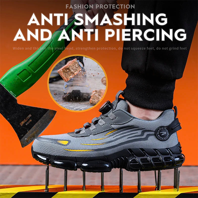 Rotating Button Safety Shoes for Men