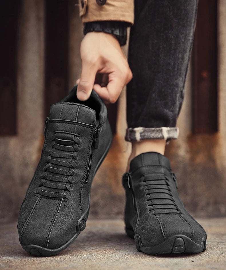 Men’s Casual Side-Zipper Boots – Flat Outdoor Shoes