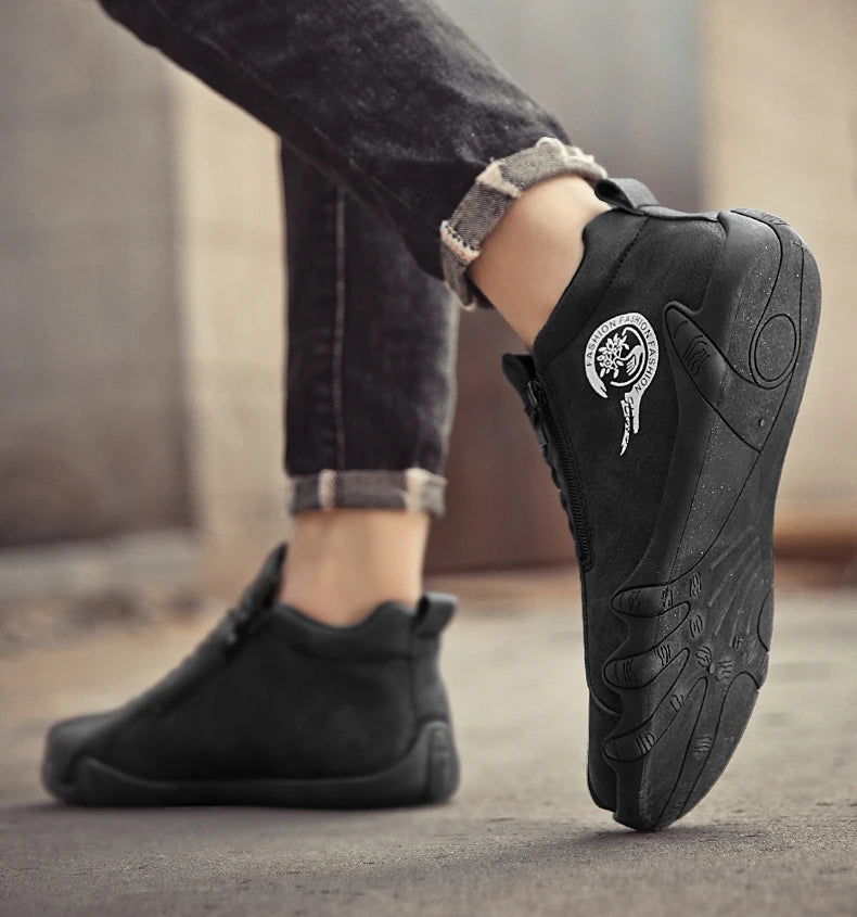 Men’s Casual Side-Zipper Boots – Flat Outdoor Shoes