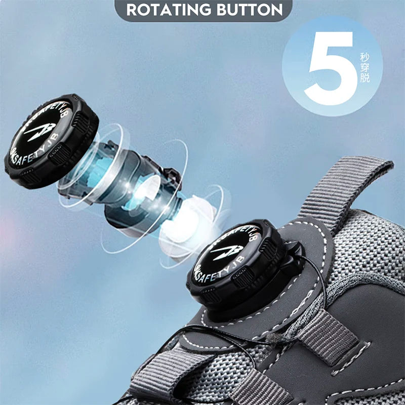 Rotating Button Safety Shoes for Men