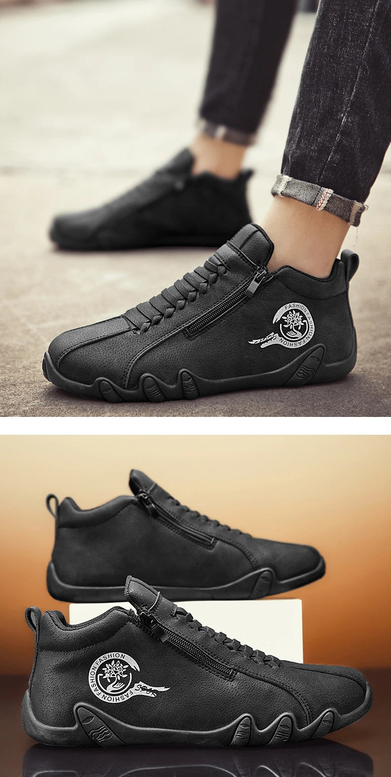 Men’s Casual Side-Zipper Boots – Flat Outdoor Shoes