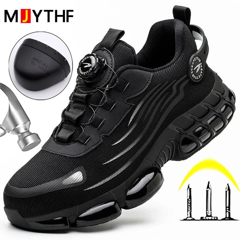 Rotating Button Safety Shoes for Men