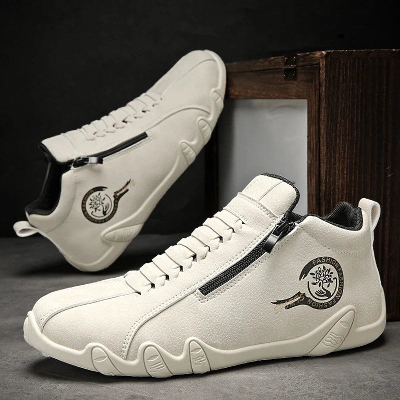 Men’s Casual Side-Zipper Boots – Flat Outdoor Shoes