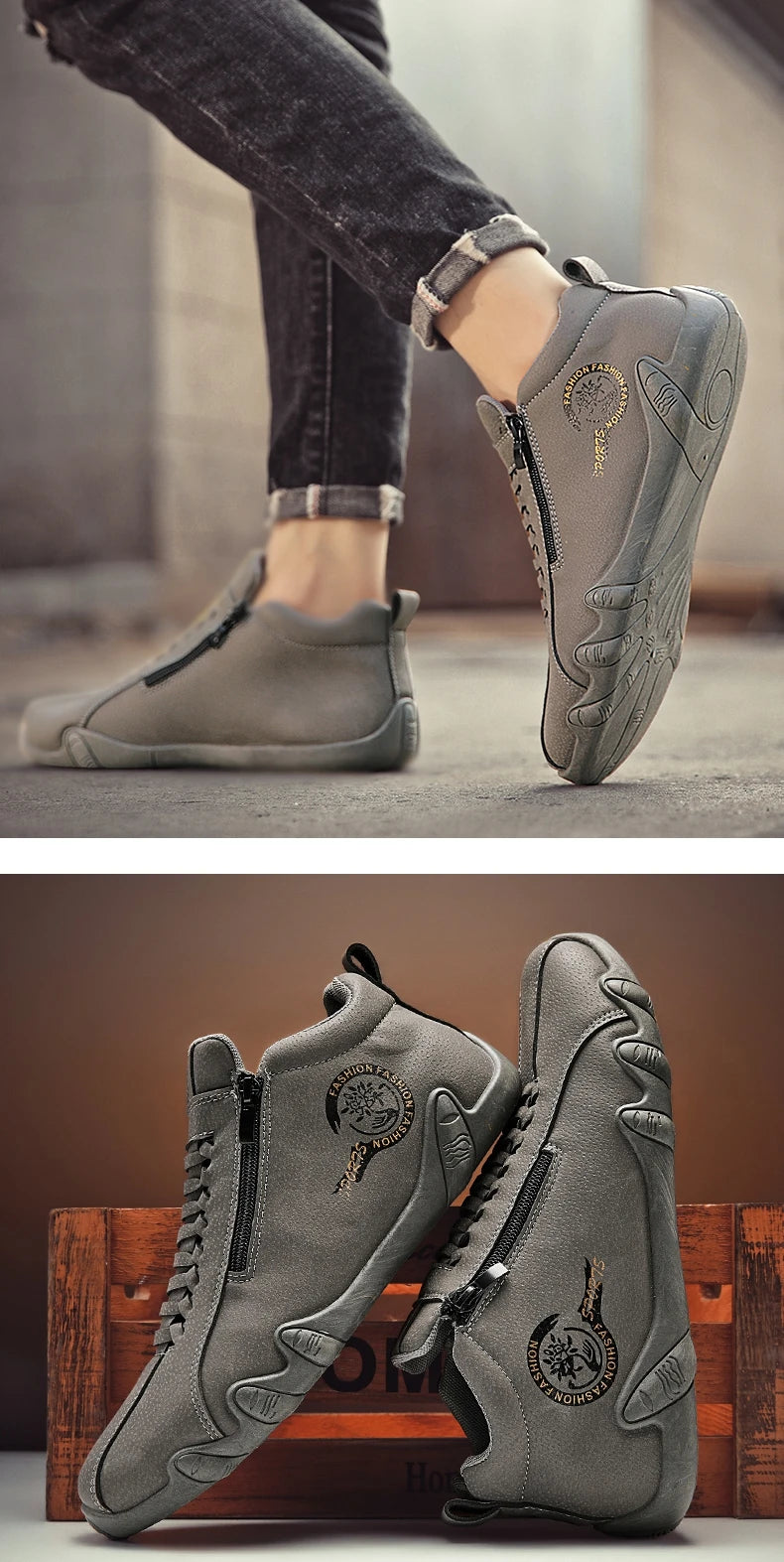 Men’s Casual Side-Zipper Boots – Flat Outdoor Shoes