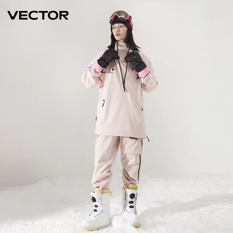 Unisex Solid Color Ski Jacket & Pants