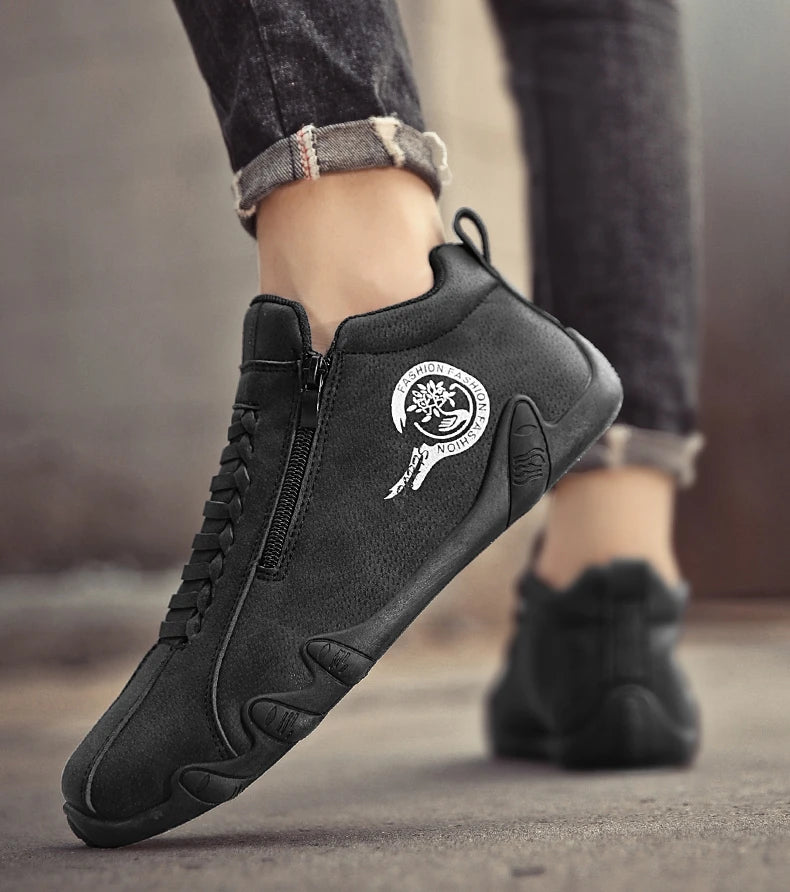 Men’s Casual Side-Zipper Boots – Flat Outdoor Shoes