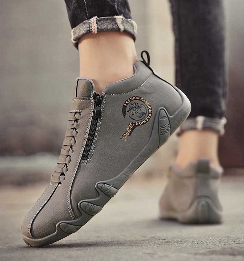 Men’s Casual Side-Zipper Boots – Flat Outdoor Shoes