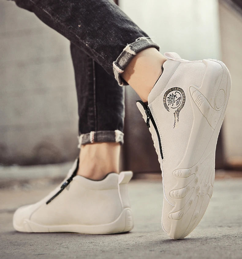 Men’s Casual Side-Zipper Boots – Flat Outdoor Shoes