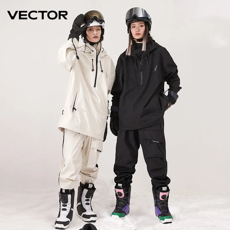 Unisex Solid Color Ski Jacket & Pants