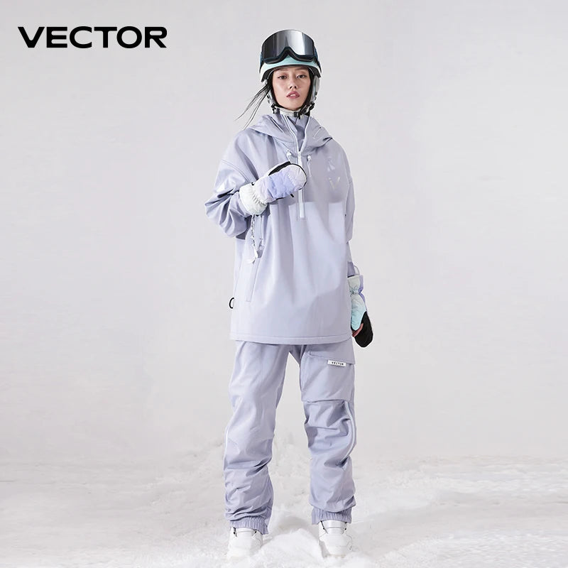 Unisex Solid Color Ski Jacket & Pants