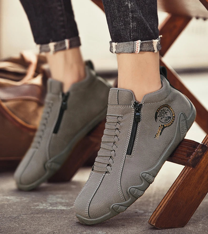Men’s Casual Side-Zipper Boots – Flat Outdoor Shoes