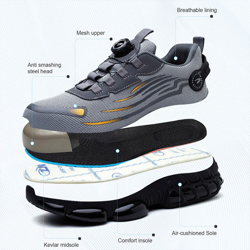 Rotating Button Safety Shoes for Men